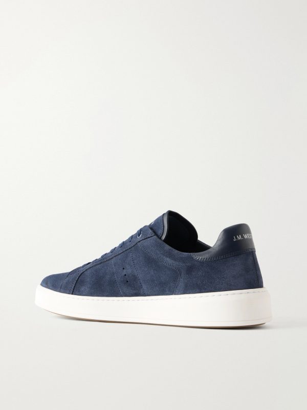 On Time Leather-Trimmed Suede Sneakers - BK On Time Leather-Trimmed Suede Sneakers - BK