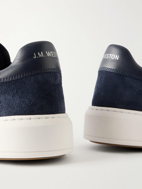 On Time Leather-Trimmed Suede Sneakers - CU On Time Leather-Trimmed Suede Sneakers - CU