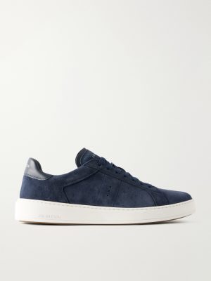 On Time Leather-Trimmed Suede Sneakers On Time Leather-Trimmed Suede Sneakers