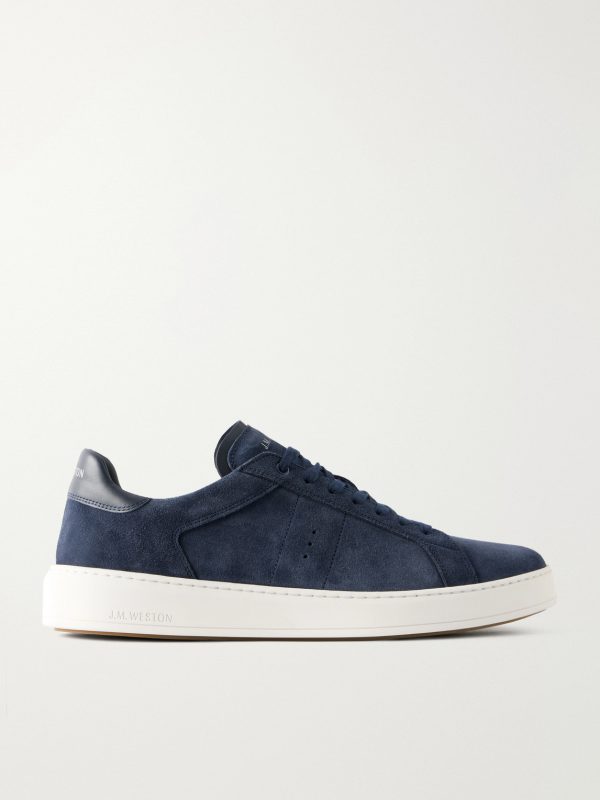 On Time Leather-Trimmed Suede Sneakers On Time Leather-Trimmed Suede Sneakers