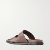 Double V Anatomical Leather Slides - BK