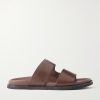 Double V Anatomical Leather Slides