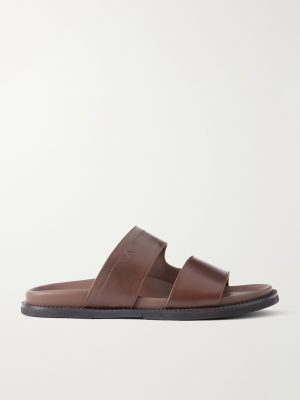 Double V Anatomical Leather Slides Double V Anatomical Leather Slides