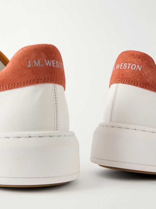 On Time Suede-Trimmed Leather Sneakers - CU On Time Suede-Trimmed Leather Sneakers - CU