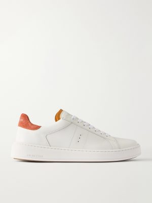 On Time Suede-Trimmed Leather Sneakers On Time Suede-Trimmed Leather Sneakers