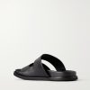 Double V Anatomical Leather Slides - BK Double V Anatomical Leather Slides - BK