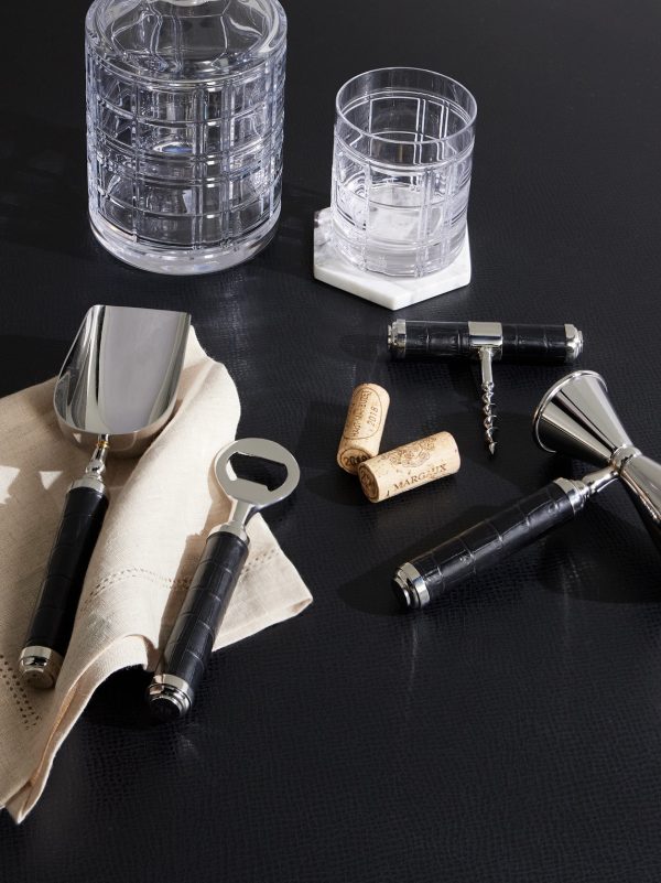 Wells Stainless Steel and Croc-Effect Leather Bar Tool Set - OU