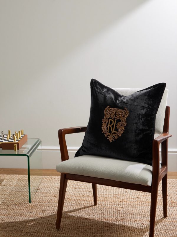 Glenshire Logo-Embroidered Velvet Throw Pillow - OU