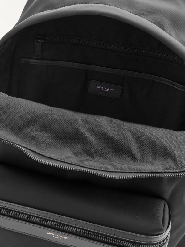 City Leather-Trimmed Shell Backpack - E1