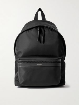 City Leather-Trimmed Shell Backpack