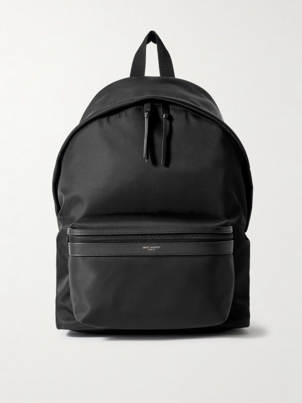 City Leather-Trimmed Shell Backpack