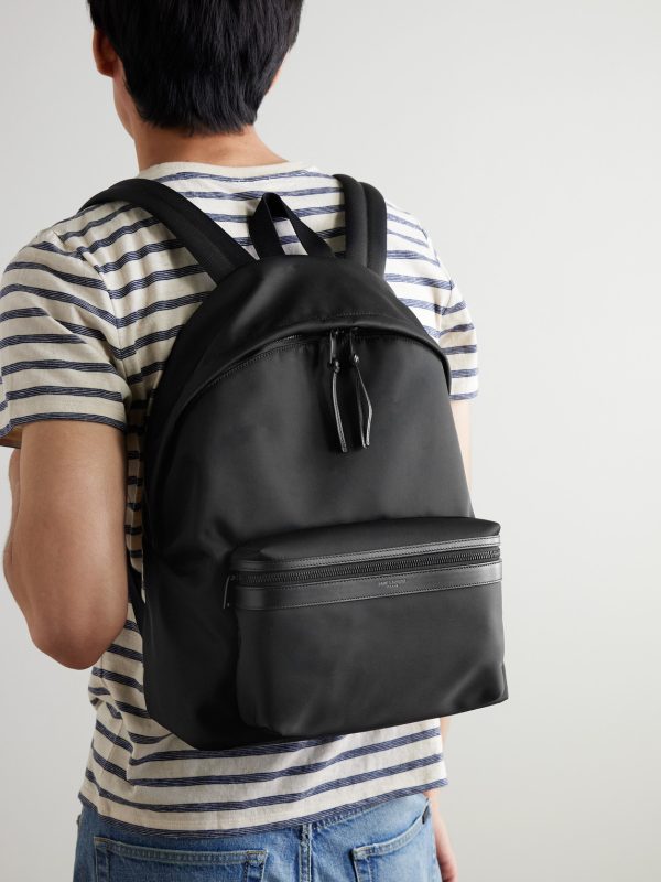 City Leather-Trimmed Shell Backpack - OU