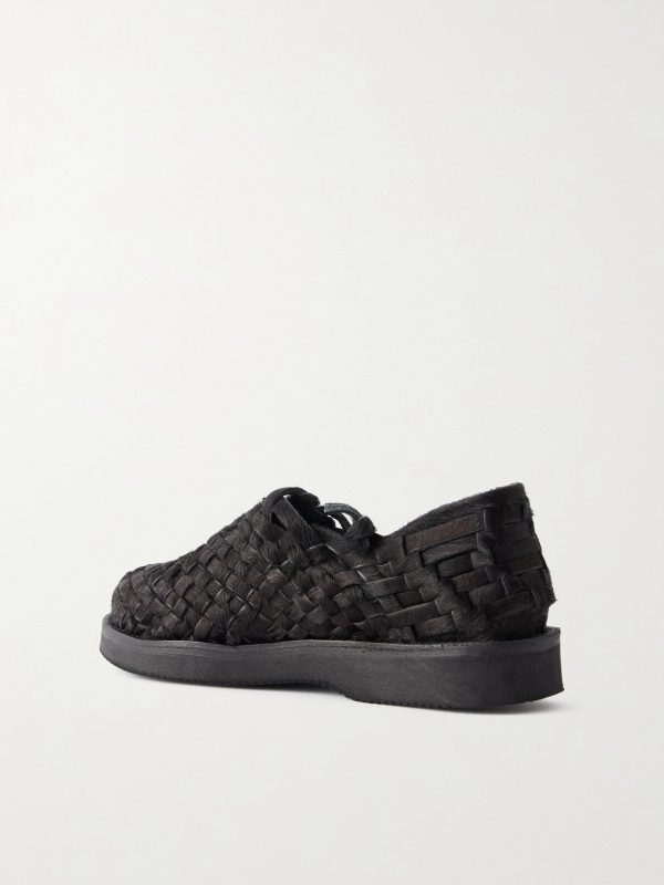 Woven Calf Hair Huarache Sandals - BK Woven Calf Hair Huarache Sandals - BK