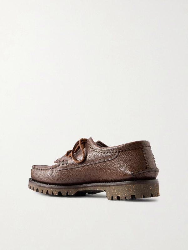 Italian Blucher Full-Grain Leather Boat Shoes - BK Italian Blucher Full-Grain Leather Boat Shoes - BK