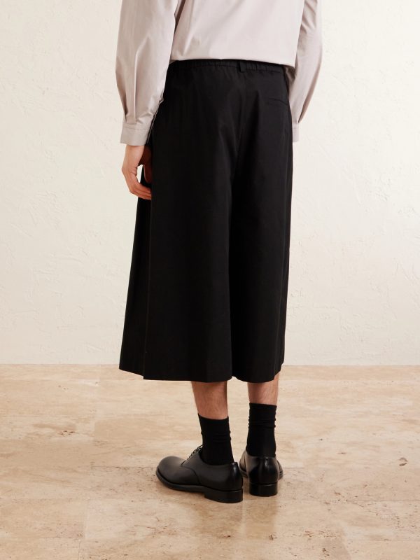 Cotton-Blend Wide-Leg Bermuda Shorts - BK
