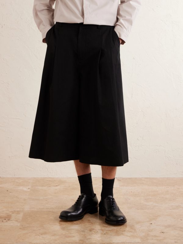 Cotton-Blend Wide-Leg Bermuda Shorts - FR