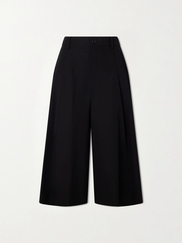 Cotton-Blend Wide-Leg Bermuda Shorts