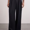 Wide-Leg Pleated Satin Trousers - FR