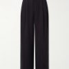 Wide-Leg Pleated Satin Trousers