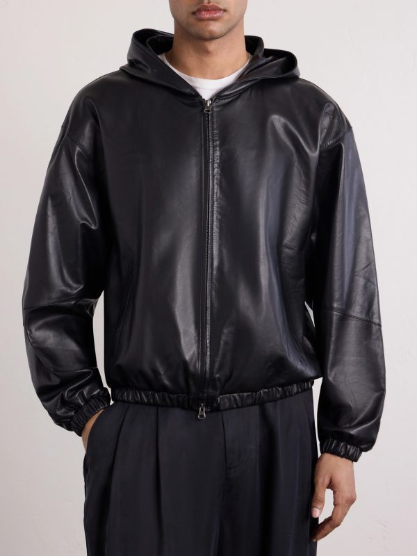 Leather Hooded Jacket - FR