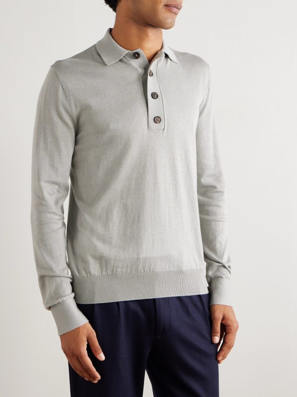 Slim-Fit Cotton and Cashmere-Blend Polo Shirt - FR