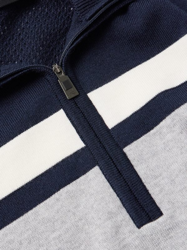 Striped Merino Wool Half-Zip Sweater - CU Striped Merino Wool Half-Zip Sweater - CU