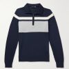 Striped Merino Wool Half-Zip Sweater Striped Merino Wool Half-Zip Sweater