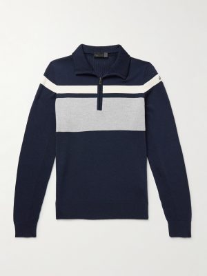 Striped Merino Wool Half-Zip Sweater