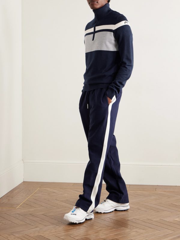 Striped Merino Wool Half-Zip Sweater - OU Striped Merino Wool Half-Zip Sweater - OU
