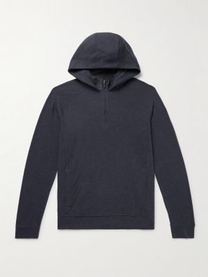 Inverness Eco-Coffee Cotton-Blend Jersey Half-Zip Hoodie