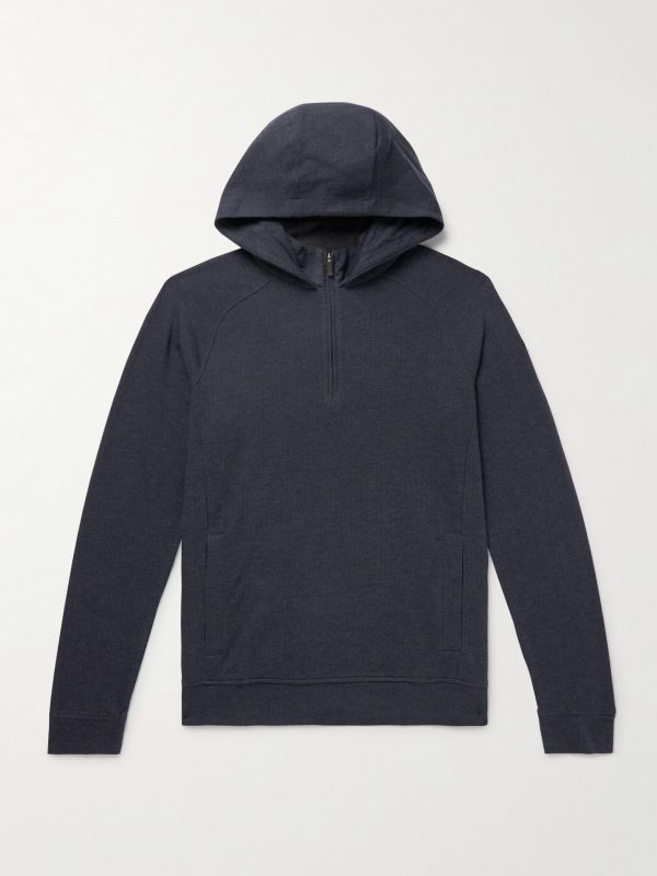 Inverness Eco-Coffee Cotton-Blend Jersey Half-Zip Hoodie Inverness Eco-Coffee Cotton-Blend Jersey Half-Zip Hoodie