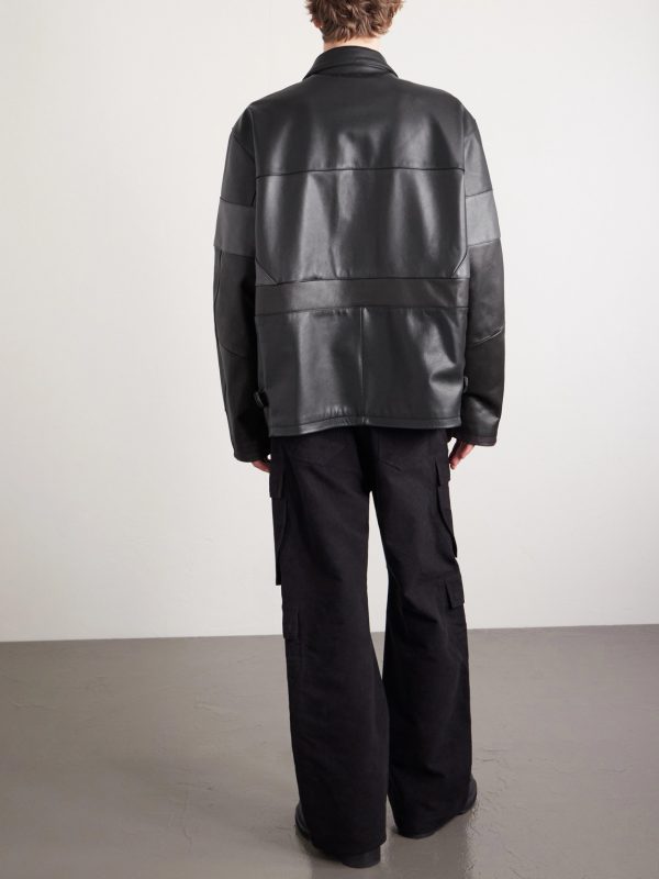 Cut-Up Oversized Patchwork Leather Jacket - BK Cut-Up Oversized Patchwork Leather Jacket - BK