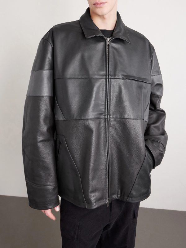 Cut-Up Oversized Patchwork Leather Jacket - FR Cut-Up Oversized Patchwork Leather Jacket - FR