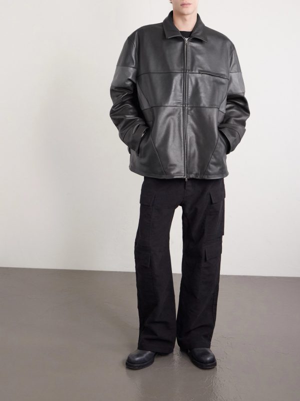 Cut-Up Oversized Patchwork Leather Jacket - OU Cut-Up Oversized Patchwork Leather Jacket - OU