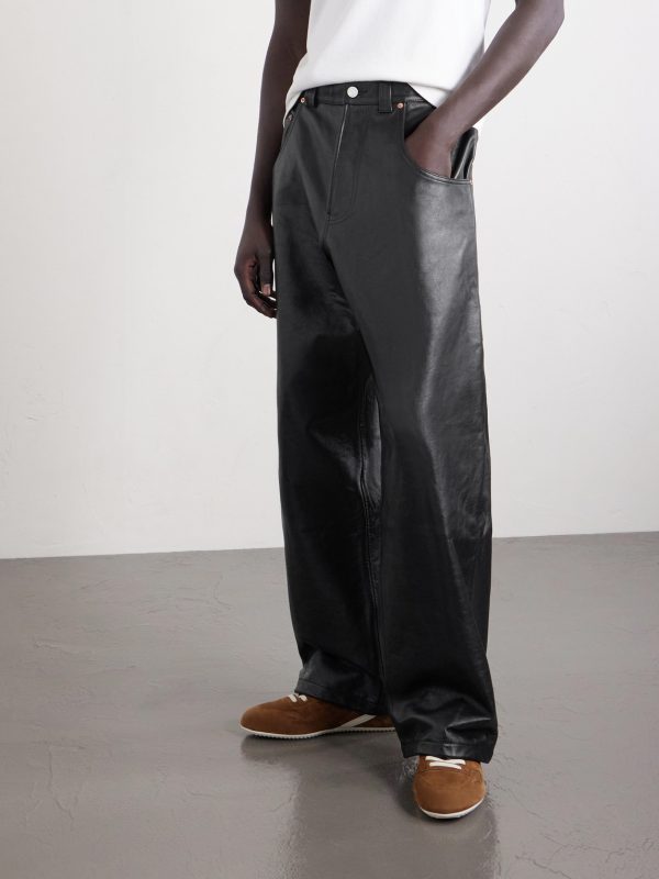 Straight-Leg Leather Trousers - FR