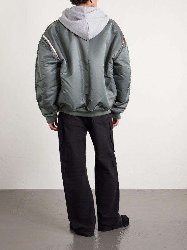 Padded Shell and Cotton-Blend Jersey Hooded Jacket - BK Padded Shell and Cotton-Blend Jersey Hooded Jacket - BK