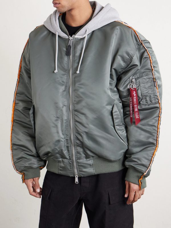 Padded Shell and Cotton-Blend Jersey Hooded Jacket - FR Padded Shell and Cotton-Blend Jersey Hooded Jacket - FR