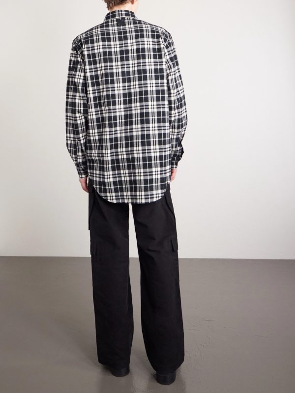 Leather-Appliquéd Checked Cotton-Flannel Shirt - BK Leather-Appliquéd Checked Cotton-Flannel Shirt - BK