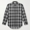 Leather-Appliquéd Checked Cotton-Flannel Shirt Leather-Appliquéd Checked Cotton-Flannel Shirt