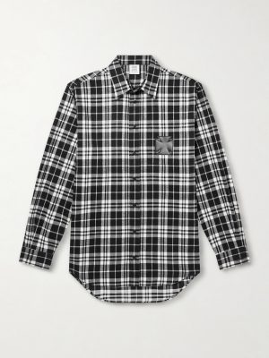 Leather-Appliquéd Checked Cotton-Flannel Shirt Leather-Appliquéd Checked Cotton-Flannel Shirt