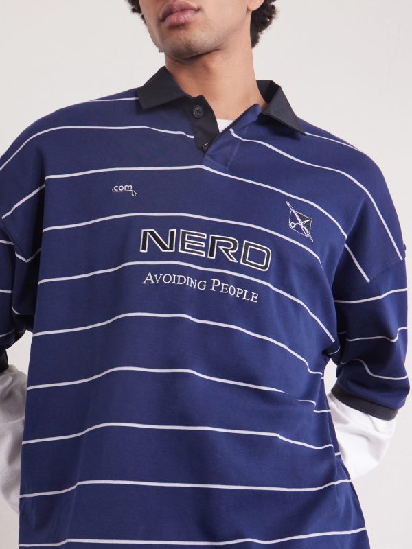 Nerd Embroidered Striped Cotton-Jersey Polo Shirt - CU Nerd Embroidered Striped Cotton-Jersey Polo Shirt - CU