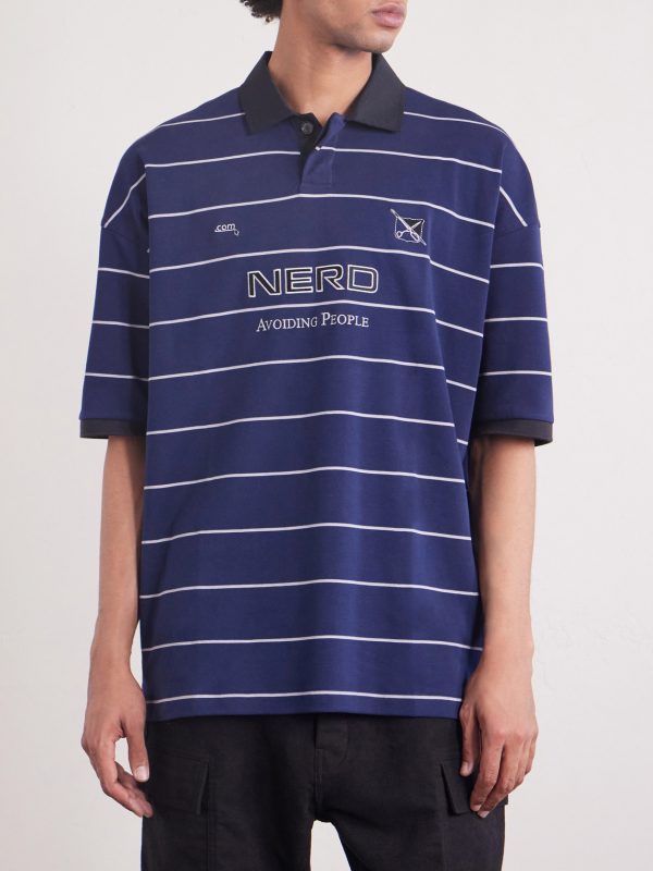 Nerd Embroidered Striped Cotton-Jersey Polo Shirt - FR Nerd Embroidered Striped Cotton-Jersey Polo Shirt - FR