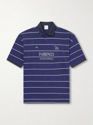 Nerd Embroidered Striped Cotton-Jersey Polo Shirt Nerd Embroidered Striped Cotton-Jersey Polo Shirt