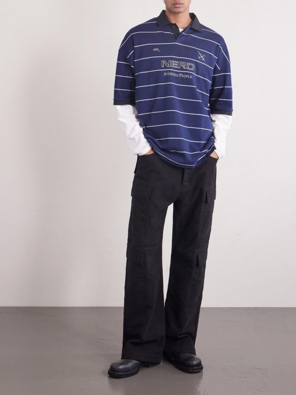 Nerd Embroidered Striped Cotton-Jersey Polo Shirt - OU Nerd Embroidered Striped Cotton-Jersey Polo Shirt - OU