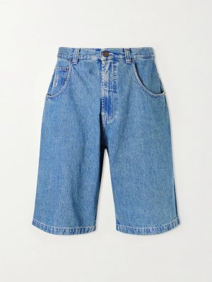 Biker Cross Wide-Leg Embroidered Denim Shorts Biker Cross Wide-Leg Embroidered Denim Shorts