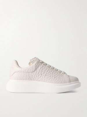 Exaggerated-Sole Textured-Leather Sneakers