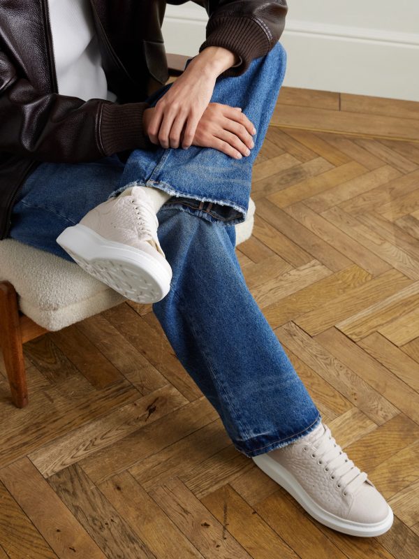 Exaggerated-Sole Textured-Leather Sneakers - OU Exaggerated-Sole Textured-Leather Sneakers - OU