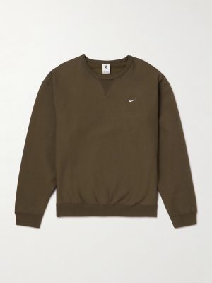 Solo Swoosh Logo-Embroidered Cotton-Blend Jersey Sweatshirt Solo Swoosh Logo-Embroidered Cotton-Blend Jersey Sweatshirt