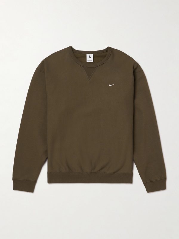 Solo Swoosh Logo-Embroidered Cotton-Blend Jersey Sweatshirt Solo Swoosh Logo-Embroidered Cotton-Blend Jersey Sweatshirt