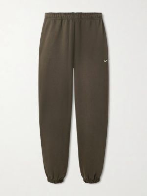 Solo Swoosh Tapered Logo-Embroidered Cotton-Blend Jersey Sweatpants Solo Swoosh Tapered Logo-Embroidered Cotton-Blend Jersey Sweatpants